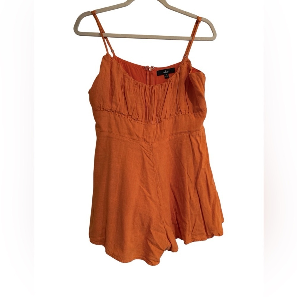 Seeking Smiles Orange Sleeveless Linen Romper​​​
